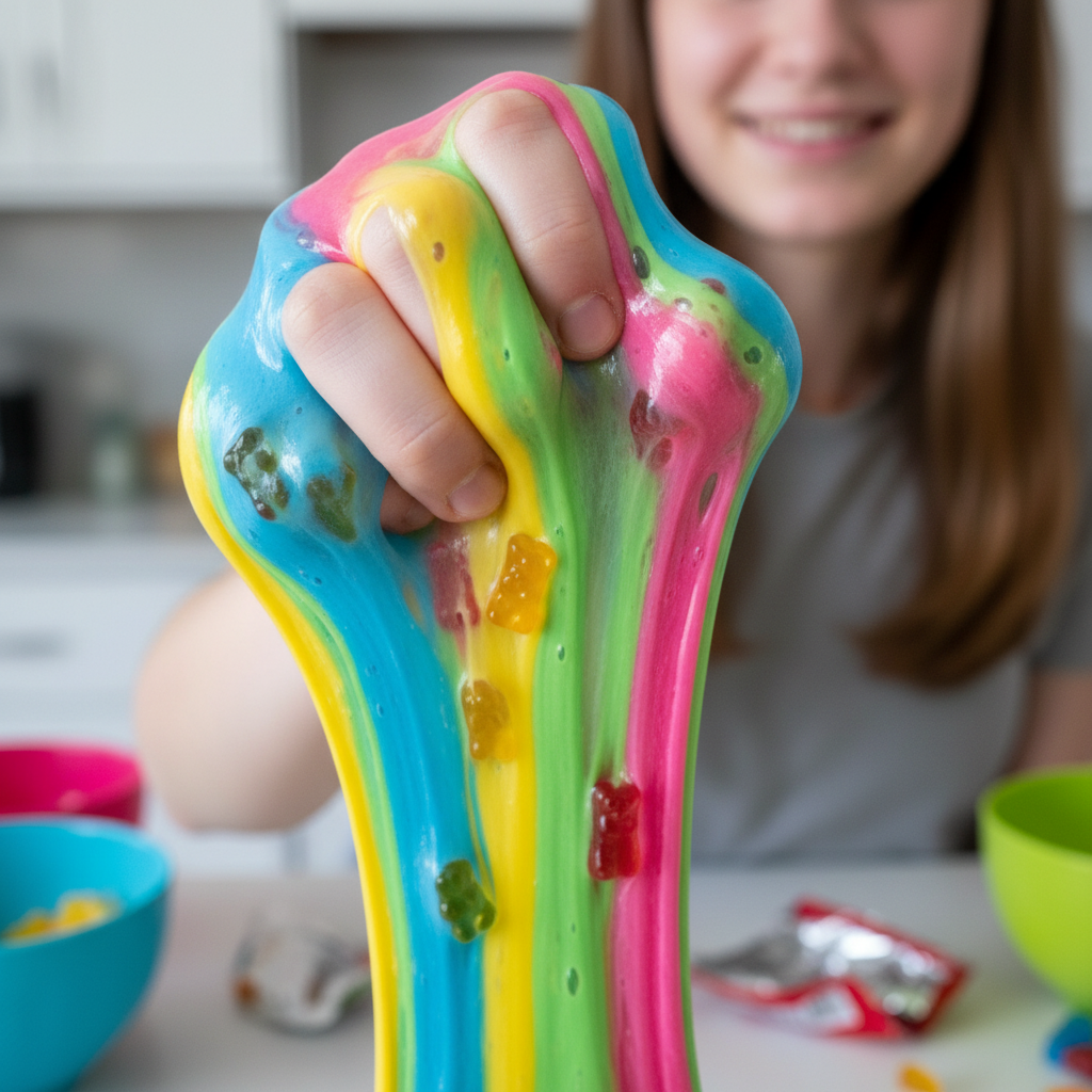 Edible Gummy Bear Slime held in hand