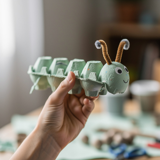 Egg Carton Caterpillar held in hand