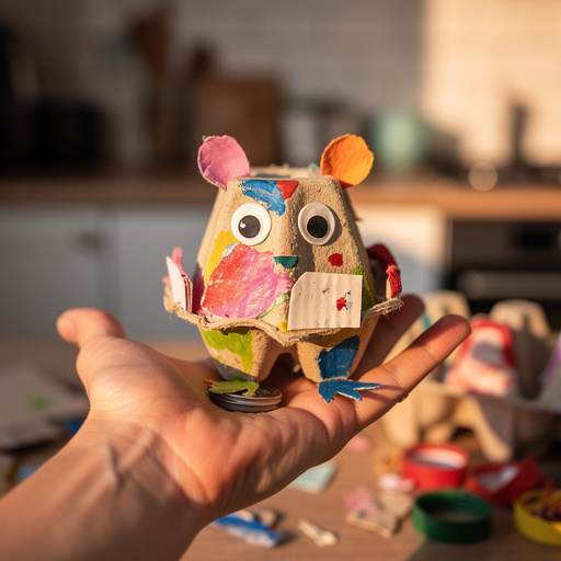 Egg Carton Critters held in hand