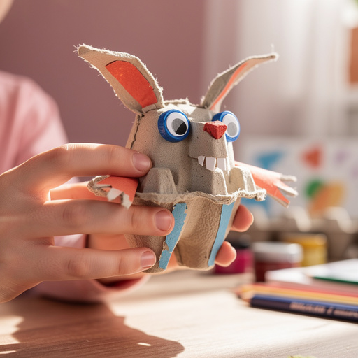 Egg Carton Critters held in hand