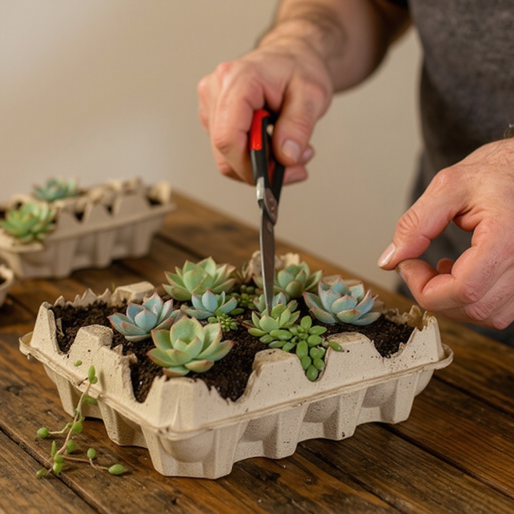 Step 3: Now, it's time to shape your individual egg carton cups. Trim the top edges of e