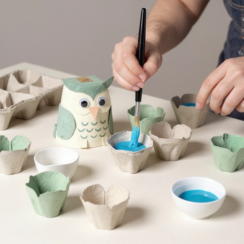 Step 5: Paint or color your egg carton pieces with your chosen colors. Use washable temp