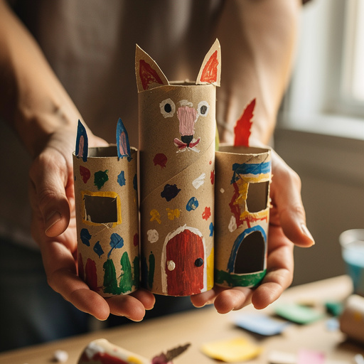 Cardboard Tube Critter Castles held in hand