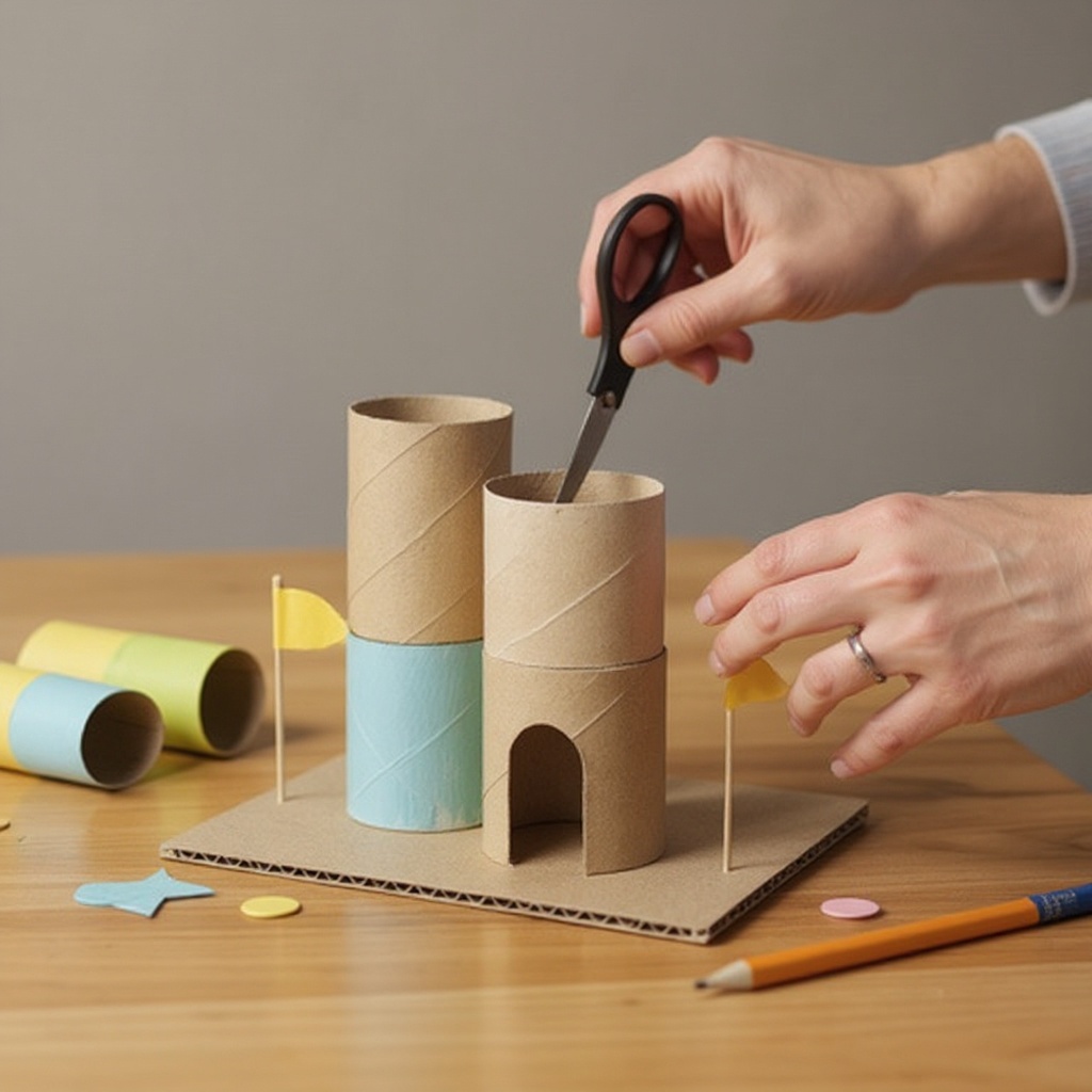 Step 3: For each tube, carefully cut out a door shape on one side. You can make it a sim