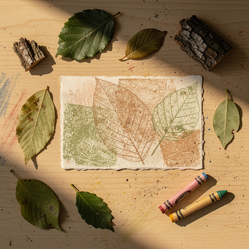 Multiple Nature Rubbing Art Cards crafts from above