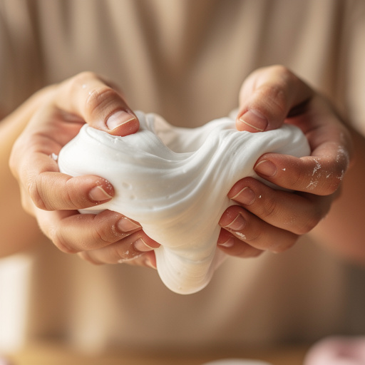 Super Fluffy Cloud Slime held in hand