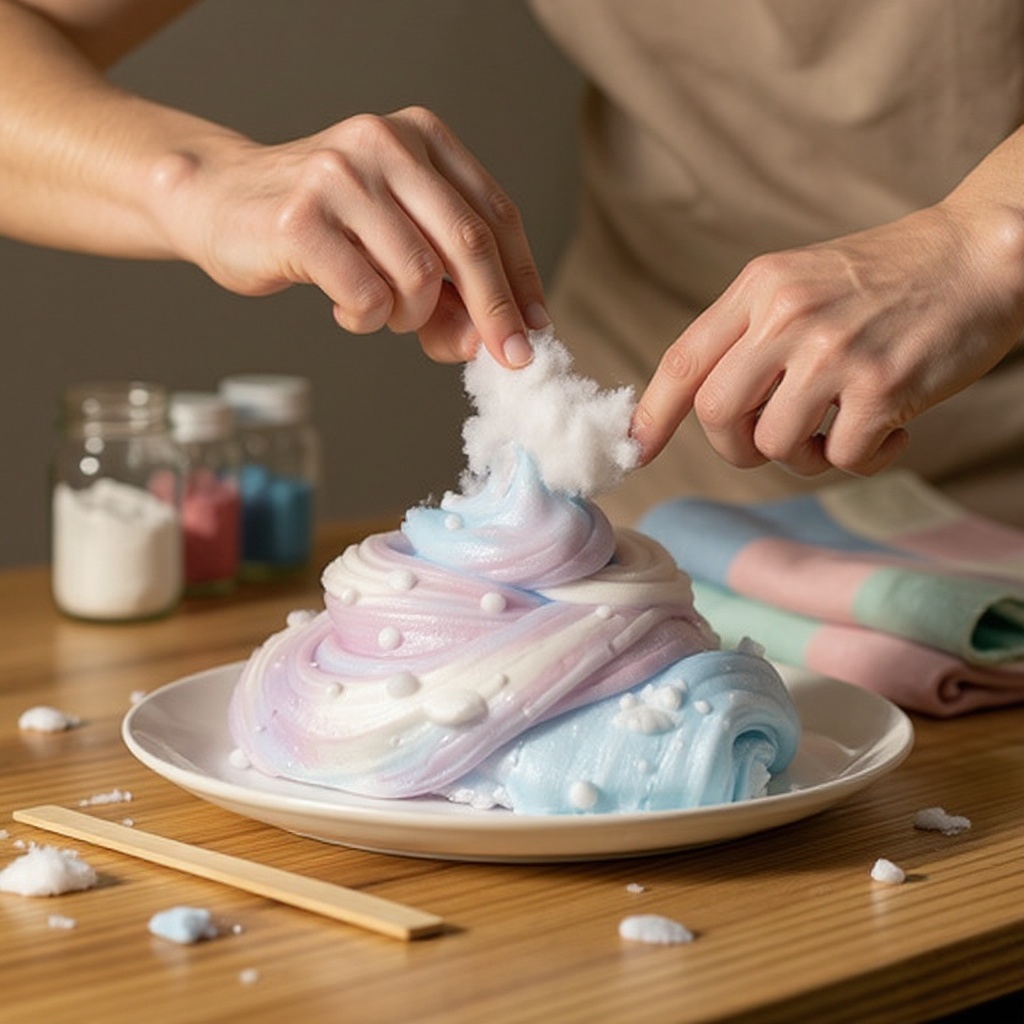 Step 5: Gradually add 1/2 cup of shaving cream to the bowl, folding it in gently with a