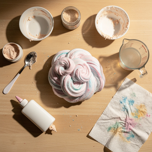 Multiple Super Fluffy Cloud Slime crafts from above