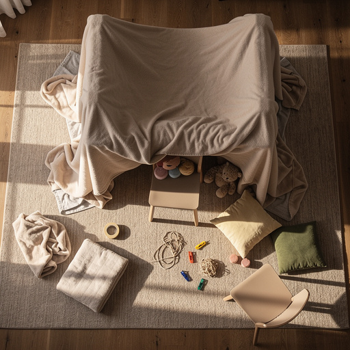 Multiple Epic Indoor Fort Building crafts from above