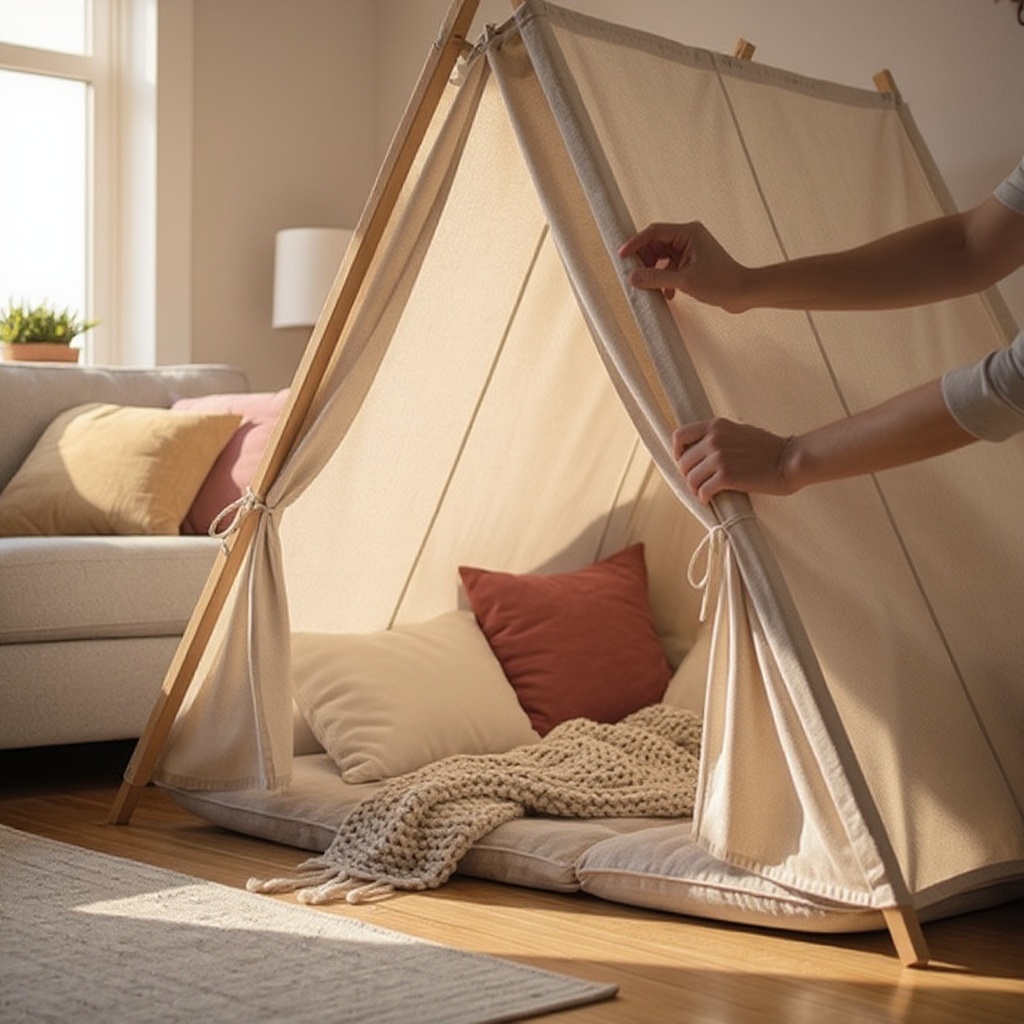Step 4: Use clothespins or binder clips to secure the blankets to the furniture and to e