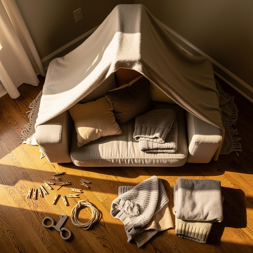Multiple Cozy Corner Fort Kit crafts from above