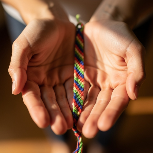 Diagonal Stripe Friendship Bracelets held in hand