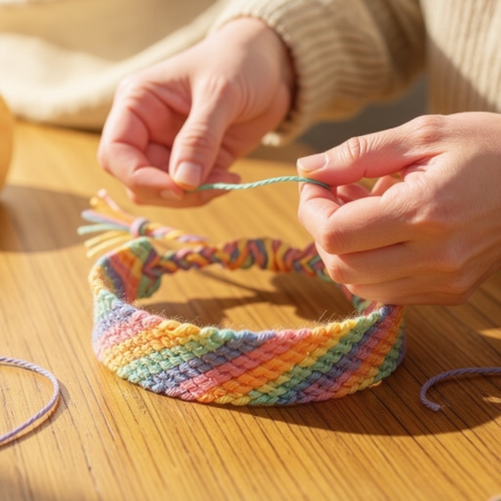 Step 9: Take this new leftmost strand (which was originally Color B) and repeat the enti