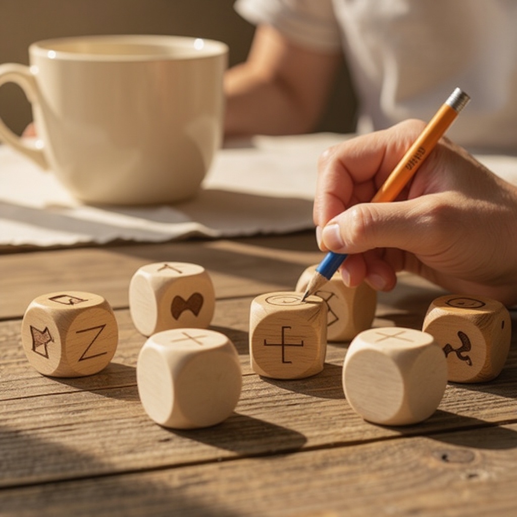 Step 2: Using a ruler and pencil, lightly mark a grid on each face of the cubes to help 