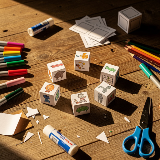 Multiple Family Story Dice Game crafts from above