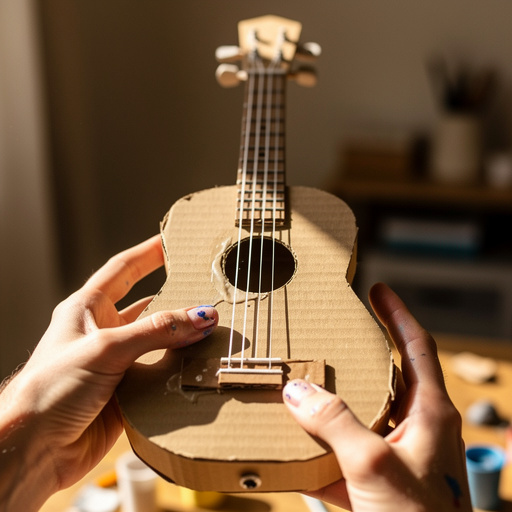 Cardboard Tube Guitar held in hand