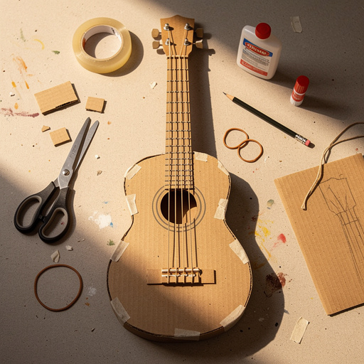 Multiple Cardboard Tube Guitar crafts from above