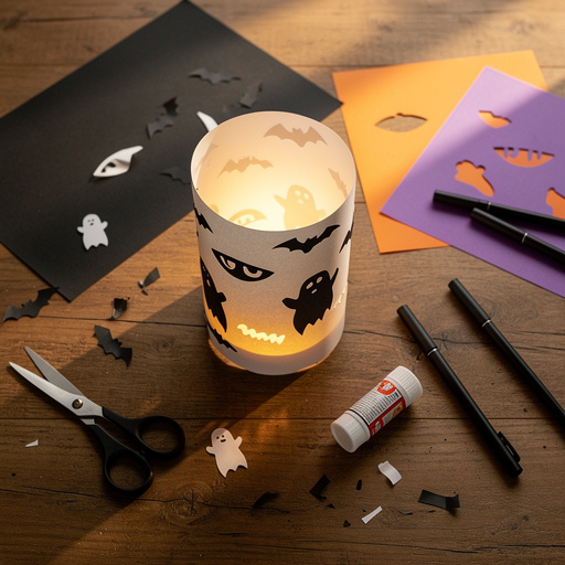 Multiple Spooky Paper Lanterns crafts from above