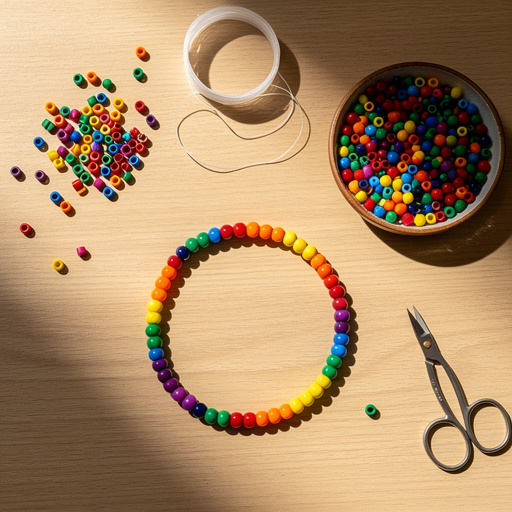 Multiple Rainbow Stretch Bead Bracelets crafts from above