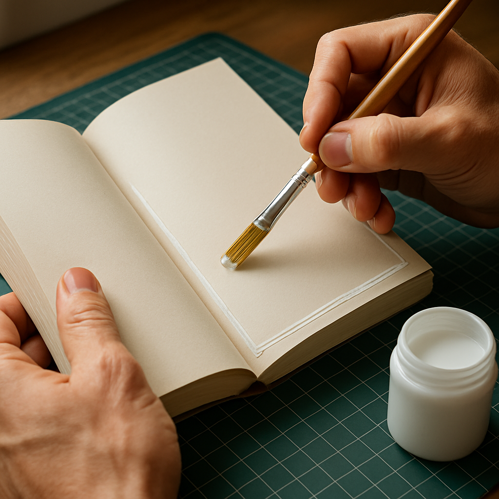 Step 2: Step 2: Glue the First Few Pages. Open your book to the first page you want to k