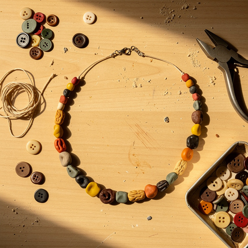 Multiple Clay & Button Bead Necklace crafts from above