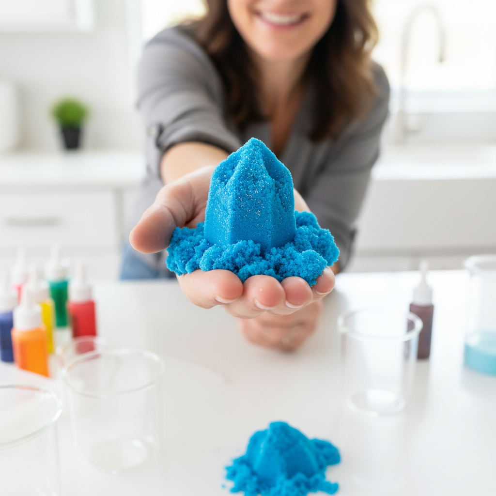 Homemade Kinetic Sand held in hand