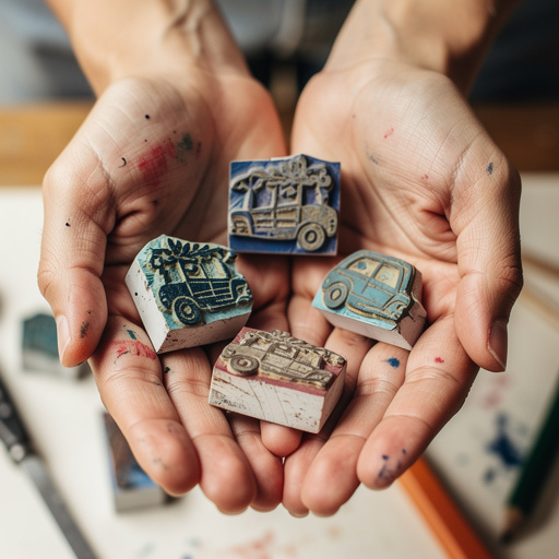 DIY Eraser Carving Stamps held in hand