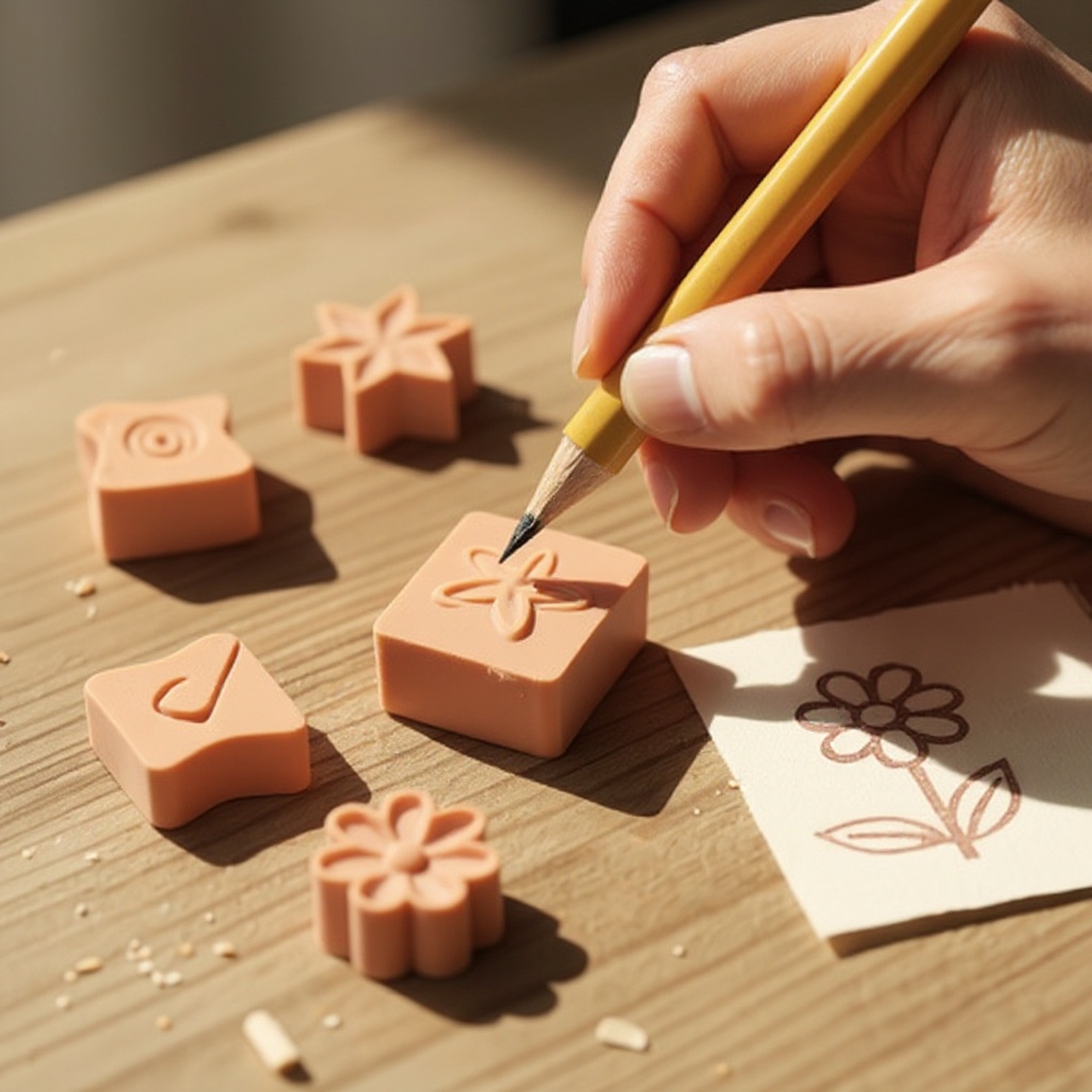 Step 3: Lightly sketch your desired design onto the eraser with a pencil. For your first