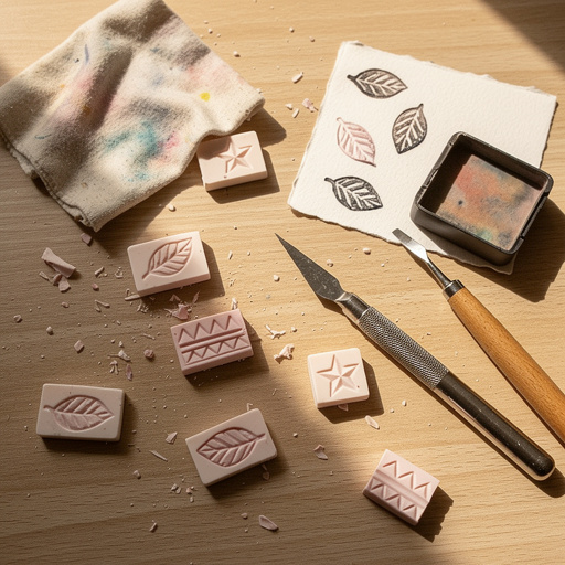 Multiple DIY Eraser Carving Stamps crafts from above
