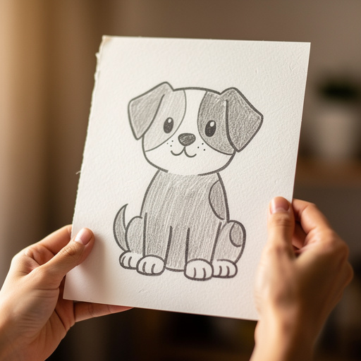Simple Dog Drawing Tutorial held in hand