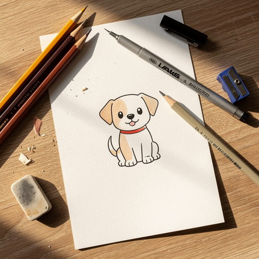 Multiple Simple Dog Drawing Tutorial crafts from above