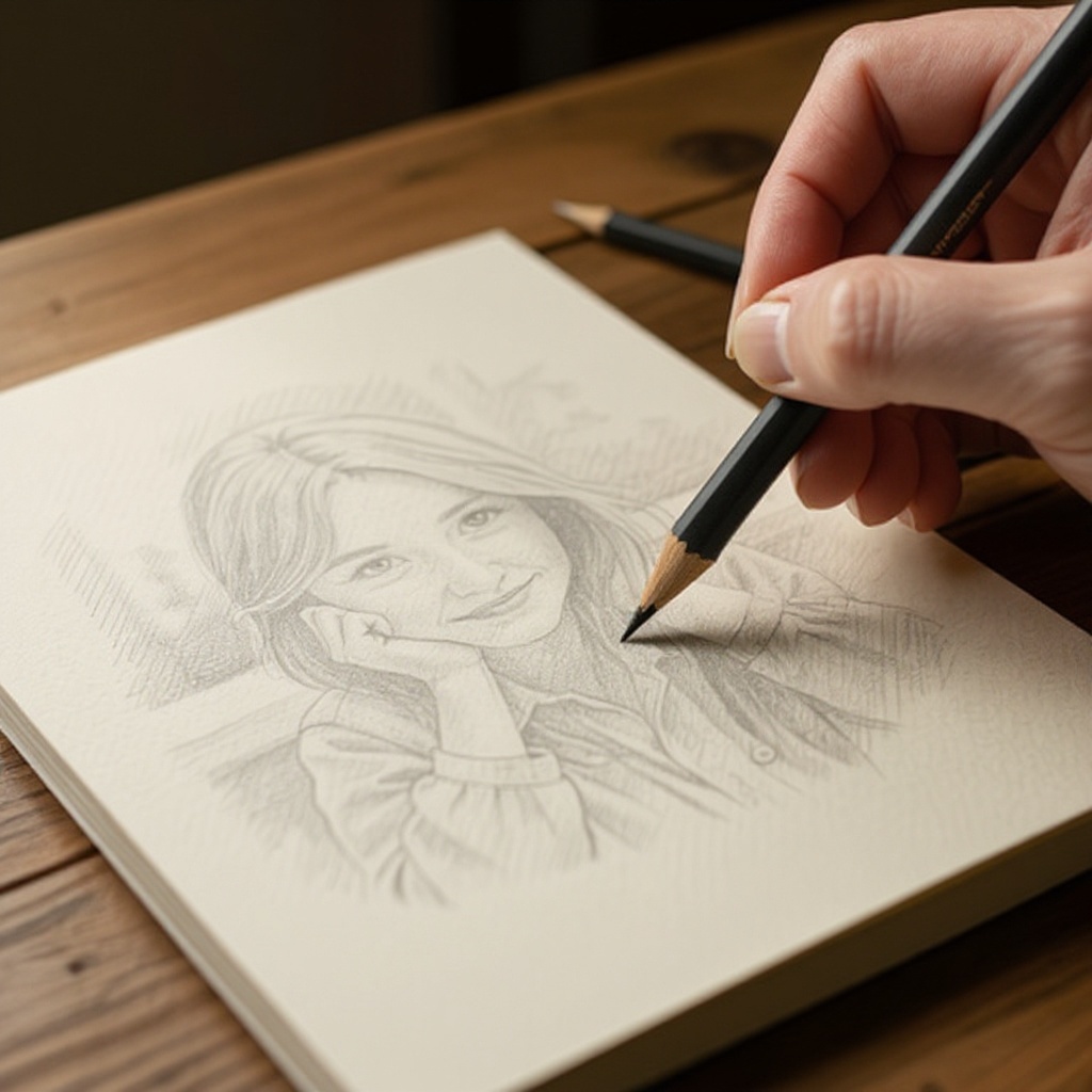 Step 4: Now, draw the sharpened tip of the pencil. Extend two lines from the other end o