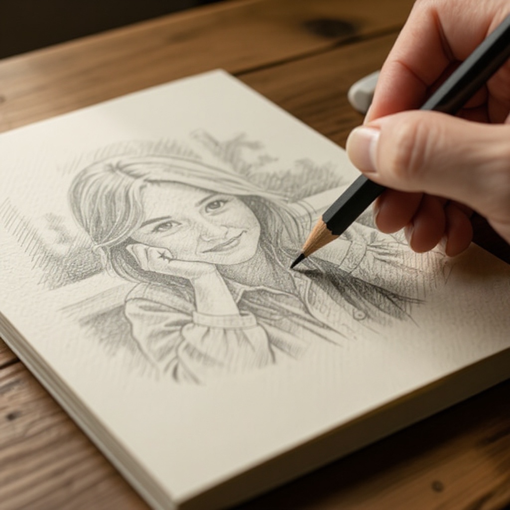 Step 10: Add subtle shading to the body of the pencil. Imagine a light source and add dar