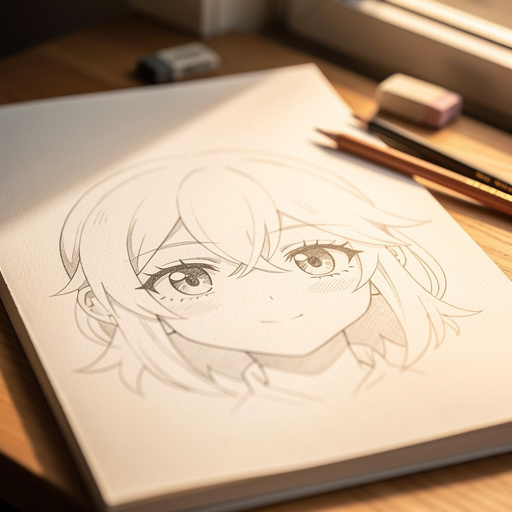 Anime Character Head Sketch