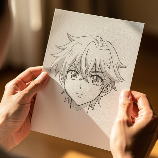 Anime Character Head Sketch held in hand