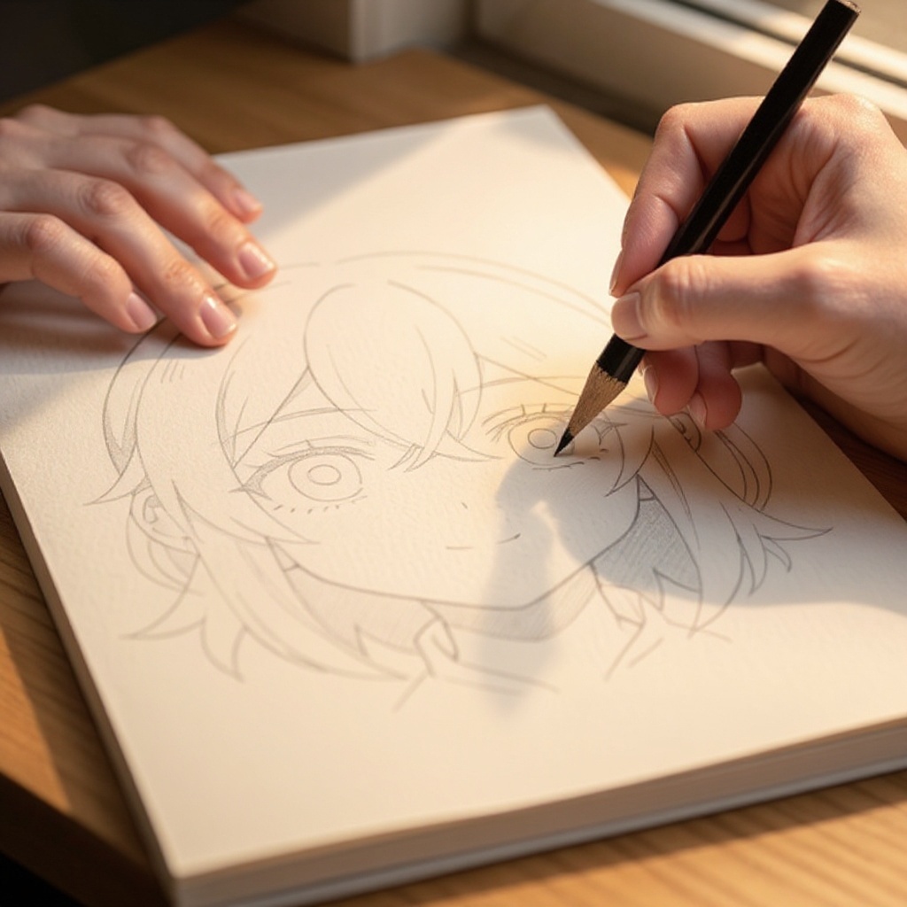 Step 4: Add two small circles on the horizontal guide line for the placement of the eyes