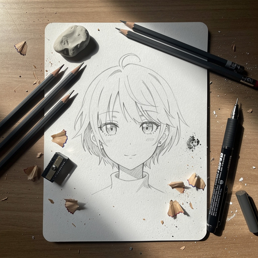 Multiple Anime Character Head Sketch crafts from above