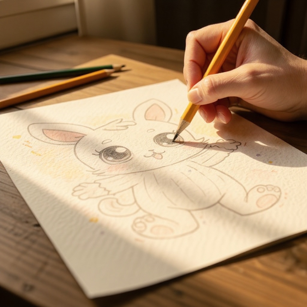 Step 11: Draw two short, rounded legs extending from the bottom of the body. Similar to t