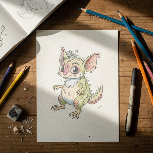 Multiple Whimsical Creature Sketch crafts from above