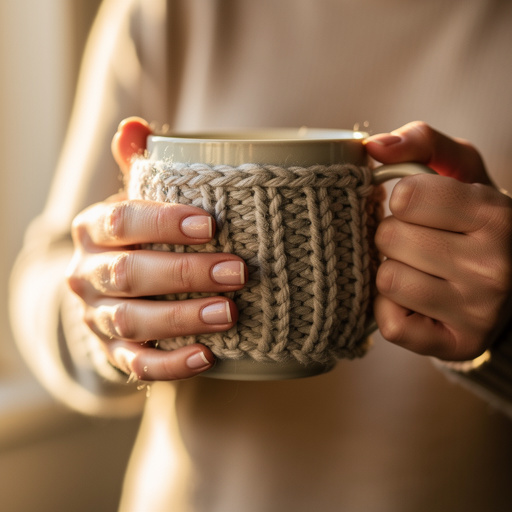 Cozy Knit Mug Hugger held in hand
