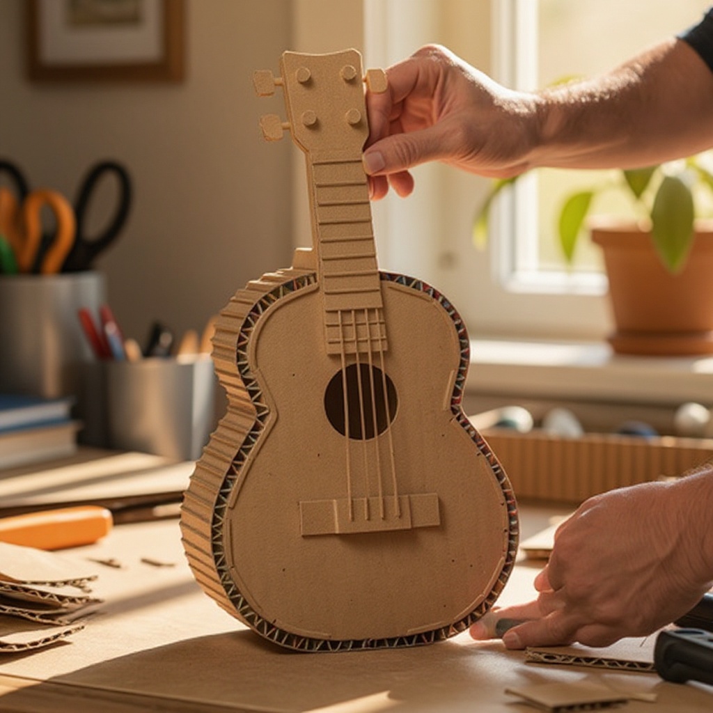 Step 10: Now for the most exciting part: decorating your cardboard guitar! Unleash your c
