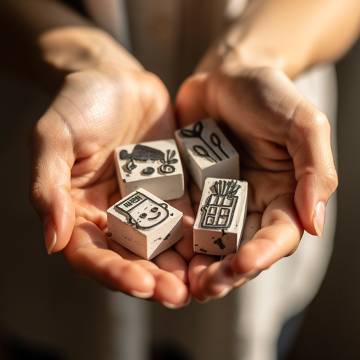 Carved Eraser Art Stamps held in hand