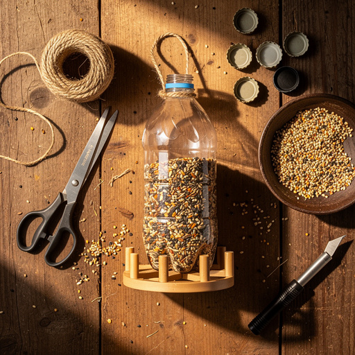 Multiple Recycled Bottle Bird Feeder crafts from above