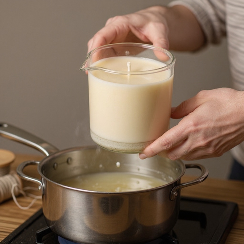 Step 3: Set up your double boiler: fill the bottom pot with about 1-2 inches of water, e