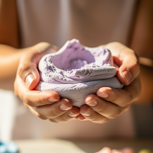 Cloud Dough Slime Creation held in hand