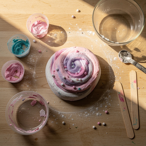 Multiple Cloud Dough Slime Creation crafts from above