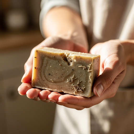 Handmade Natural Soap held in hand