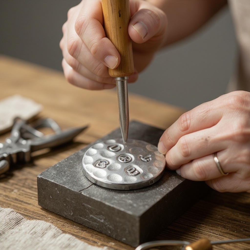 Step 3: Choose your first stamp (e.g., a letter). Hold it firmly upright over the center