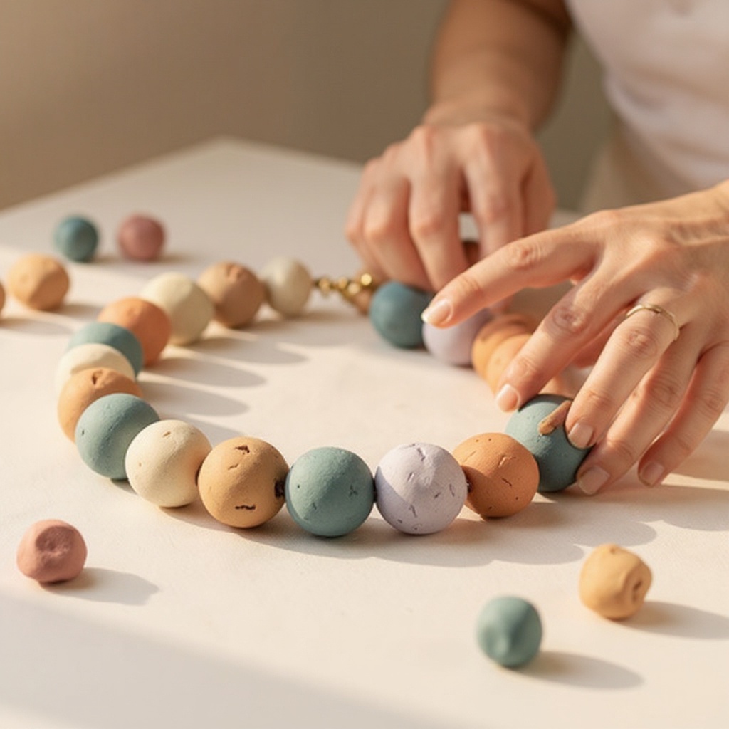 Step 1: Divide the air-dry clay into small, equal portions for your beads.