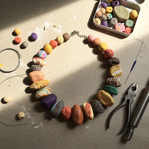 Multiple Clay Bead Statement Necklace crafts from above